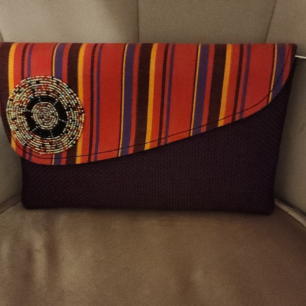 Colorful Striped Clutch Bag